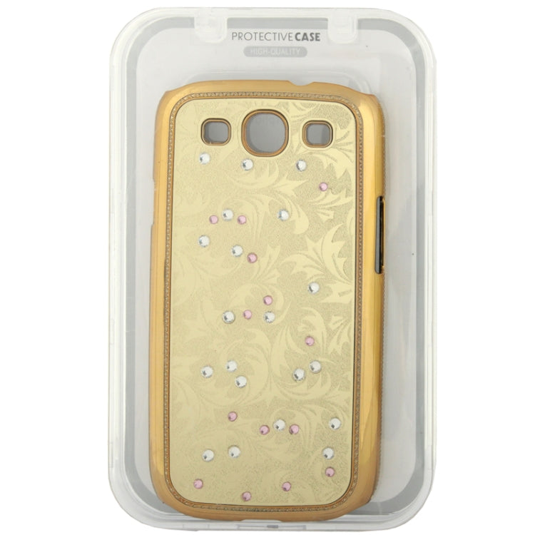 High-quality Embossed Palace Decorative Pattern Diamond Encrusted Plating Skinning Plastic Case for Galaxy S III / i9300