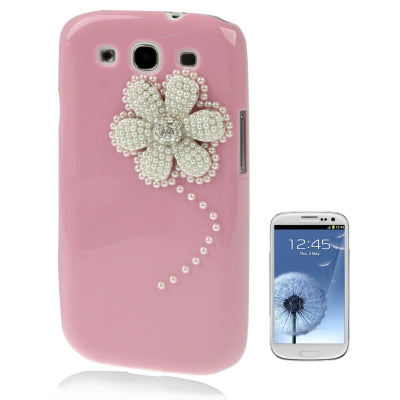 Flower Pattern Pearl Diamond Encrusted Plastic Case for Galaxy SIII / i9300