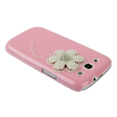 Flower Pattern Pearl Diamond Encrusted Plastic Case for Galaxy SIII / i9300
