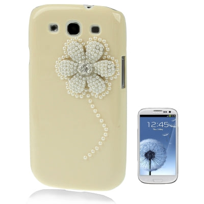 Flower Pattern Pearl Diamond Encrusted Plastic Case for Galaxy SIII / i9300