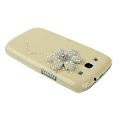 Flower Pattern Pearl Diamond Encrusted Plastic Case for Galaxy SIII / i9300