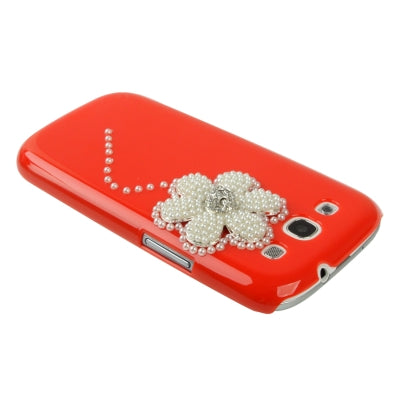 Flower Pattern Pearl Diamond Encrusted Plastic Case for Galaxy SIII / i9300