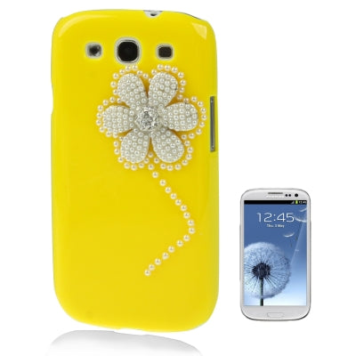 Flower Pattern Pearl Diamond Encrusted Plastic Case for Galaxy SIII / i9300