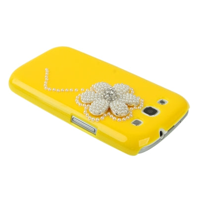 Flower Pattern Pearl Diamond Encrusted Plastic Case for Galaxy SIII / i9300