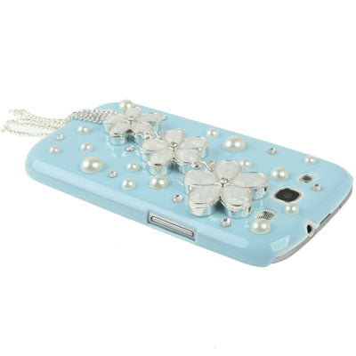 Cherry Pearl Diamond Encrusted Plastic Case for Galaxy SIII / i9300