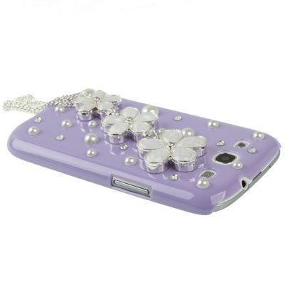 Cherry Pearl Diamond Encrusted Plastic Case for Galaxy SIII / i9300