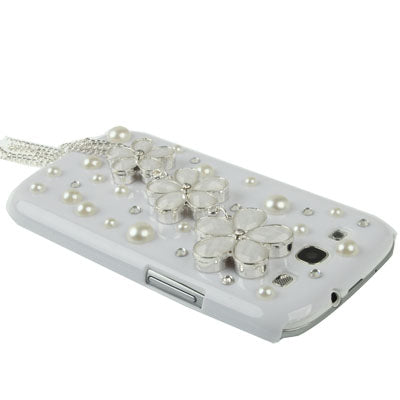Cherry Pearl Diamond Encrusted Plastic Case for Galaxy SIII / i9300