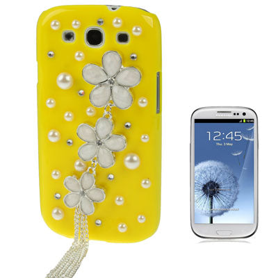 Cherry Pearl Diamond Encrusted Plastic Case for Galaxy SIII / i9300