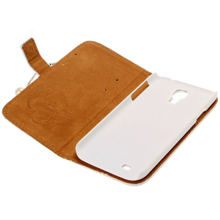 DIY 3D Bowknot Tassel Diamond Encrusted Leather Case with Credit Card Slots for Galaxy S IV / i9500