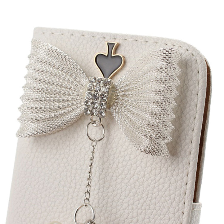 DIY 3D Bowknot Tassel Diamond Encrusted Leather Case with Credit Card Slots for Galaxy S IV / i9500