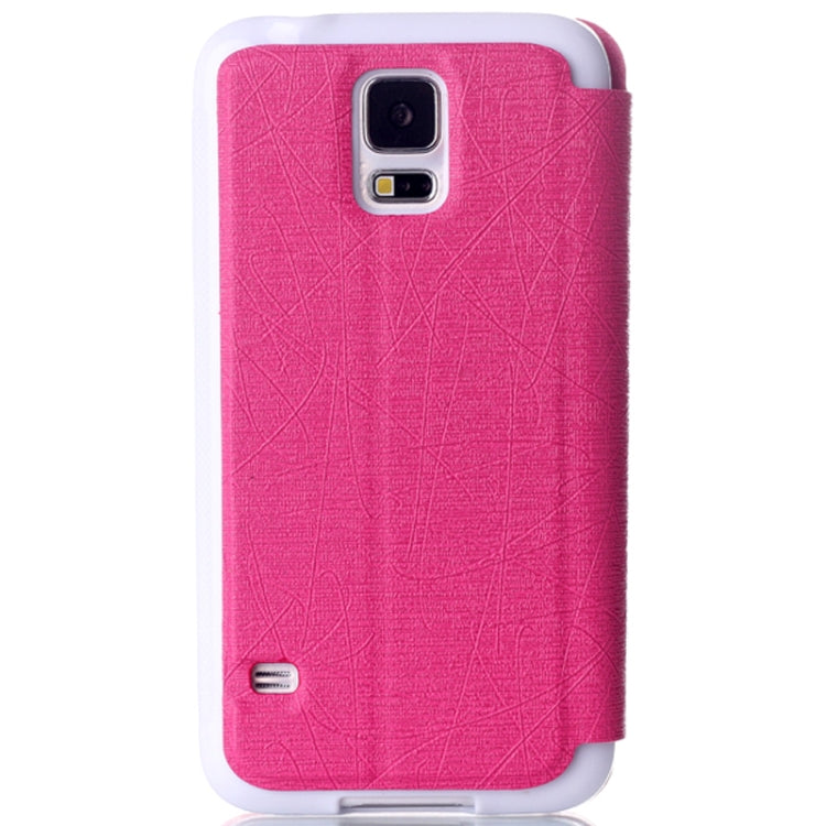 Hairline Texture Leather Case with Call Display ID & Holder for Galaxy S5 / G900(Magenta)