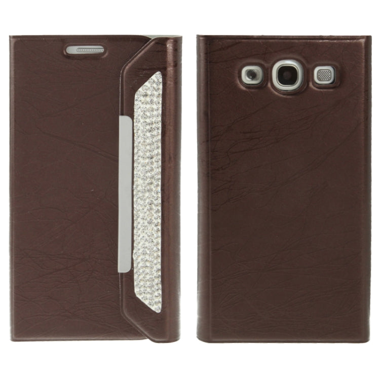 Wallet Style Diamond Encrusted Roots Texture Horizontal Flip Leather Case for Galaxy SIII / i9300