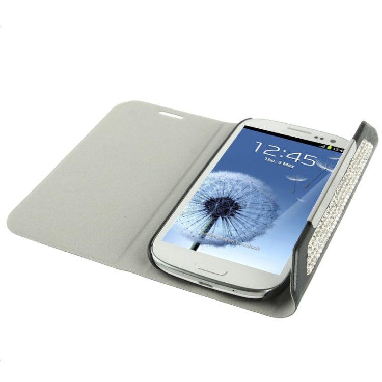 Wallet Style Diamond Encrusted Roots Texture Horizontal Flip Leather Case for Galaxy SIII / i9300