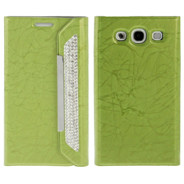 Wallet Style Diamond Encrusted Roots Texture Horizontal Flip Leather Case for Galaxy SIII / i9300