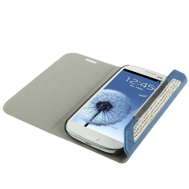 Wallet Style Diamond Encrusted Roots Texture Horizontal Flip Leather Case for Galaxy SIII / i9300