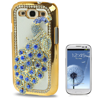 Peacock Diamond Encrusted Gold Plate Plastic Case for Galaxy SIII / i9300