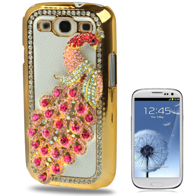 Peacock Diamond Encrusted Gold Plate Plastic Case for Galaxy SIII / i9300