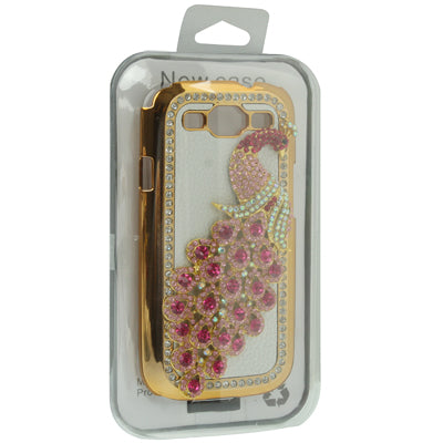 Peacock Diamond Encrusted Gold Plate Plastic Case for Galaxy SIII / i9300