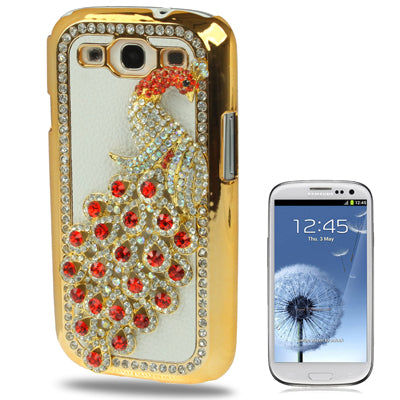 Peacock Diamond Encrusted Gold Plate Plastic Case for Galaxy SIII / i9300