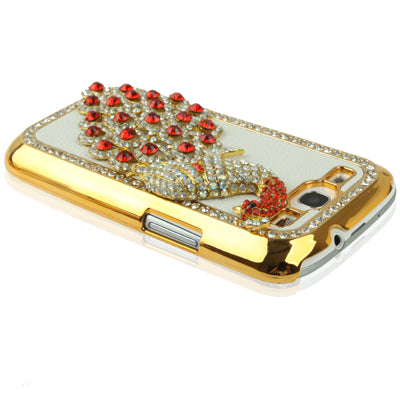 Peacock Diamond Encrusted Gold Plate Plastic Case for Galaxy SIII / i9300