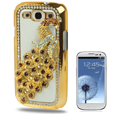 Peacock Diamond Encrusted Gold Plate Plastic Case for Galaxy SIII / i9300