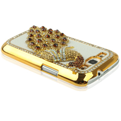 Peacock Diamond Encrusted Gold Plate Plastic Case for Galaxy SIII / i9300