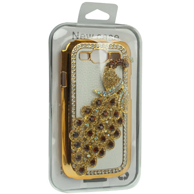 Peacock Diamond Encrusted Gold Plate Plastic Case for Galaxy SIII / i9300