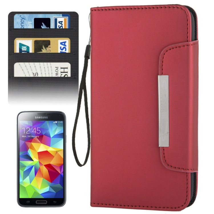 Flip Frosted Leather Case with Card Slots & Lanyard for Galaxy S5 / G900