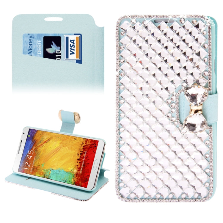 Bowknot Magnetic Buckle Diamond Encrusted Horizontal Flip Leather Case with C