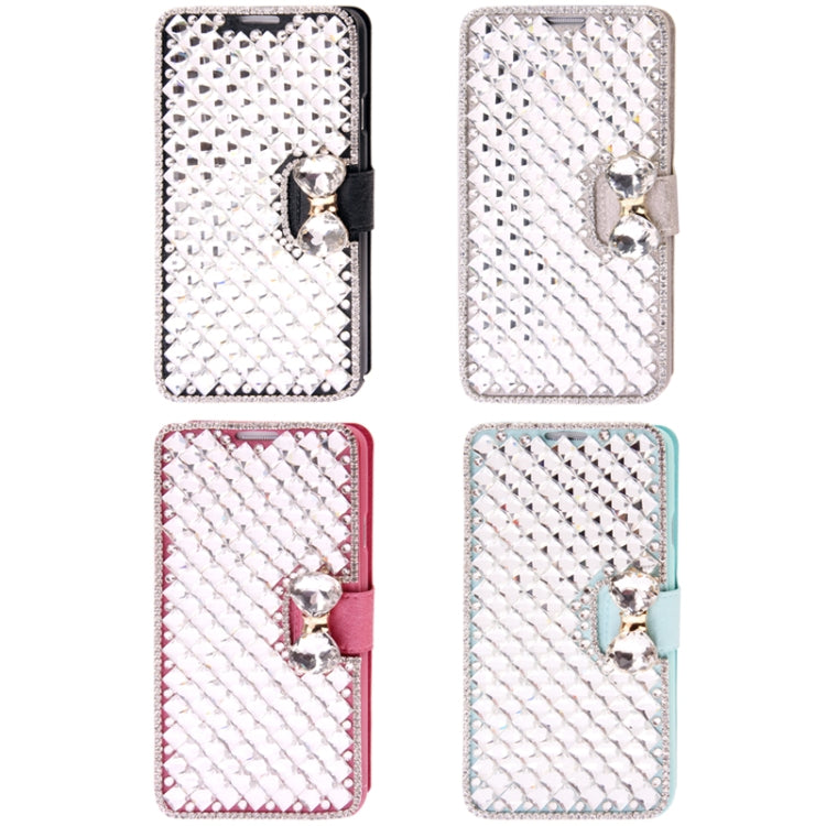 Bowknot Magnetic Buckle Diamond Encrusted Horizontal Flip Leather Case with C