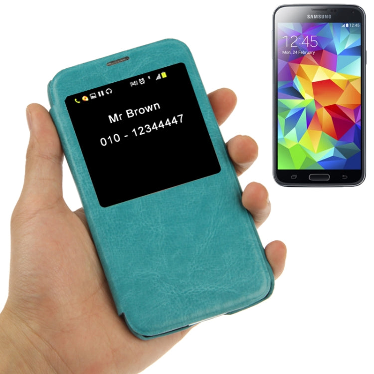 Crazy Horse Texture Leather Case with Call Display ID for Galaxy S5 / G900