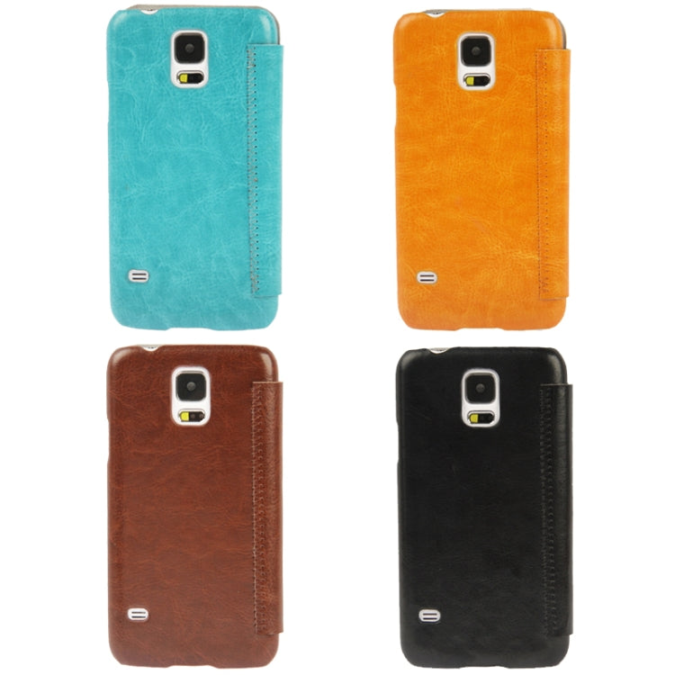 Crazy Horse Texture Leather Case with Call Display ID for Galaxy S5 / G900