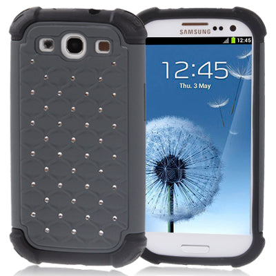 Luxury Bling Diamond Encrusted Detachable Plastic + Silicon Protective Cases for Galaxy SIII / i9300