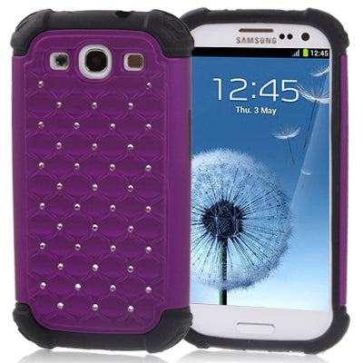 Luxury Bling Diamond Encrusted Detachable Plastic + Silicon Protective Cases for Galaxy SIII / i9300
