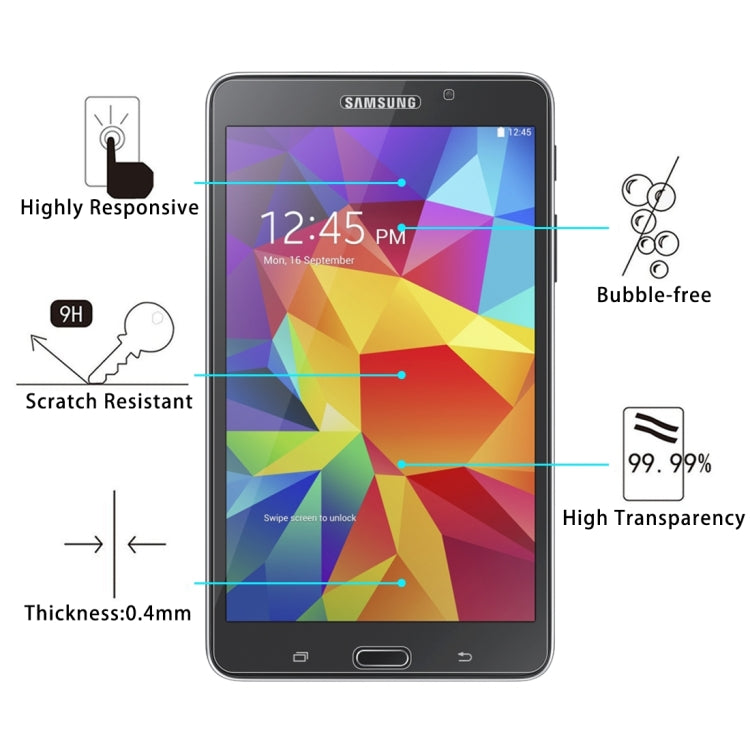 100 PCS 0.4mm 9H+ Surface Hardness 2.5D Explosion-proof Tempered Glass Film for Galaxy Tab 4 7.0 / T230 / T231 / T235