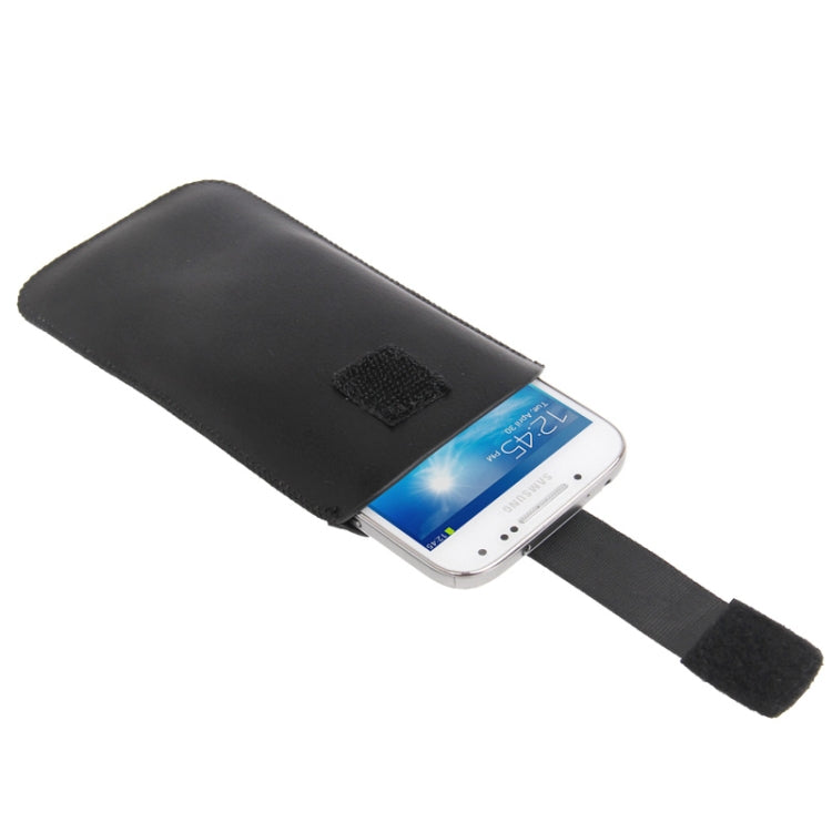 Universal Leather Case Pocket Sleeve Bag with Pull Up Tab for Galaxy S IV mini / i9190
