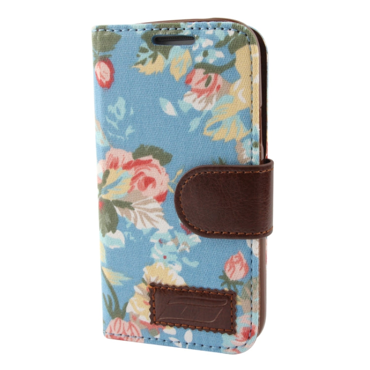 Cloth Texture Peony Pattern Leather Case with Credit Card Slot & Holder for Galaxy S IV mini / i9190