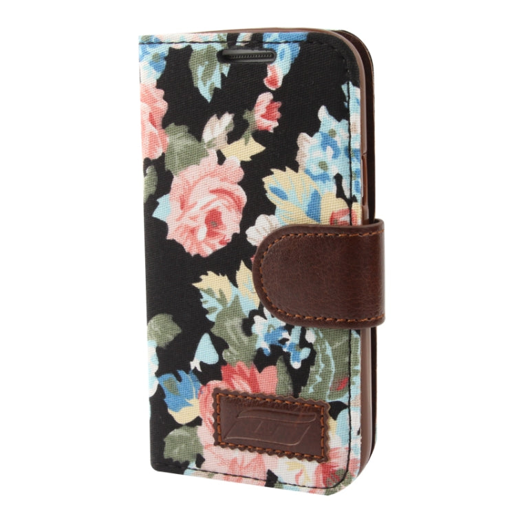Cloth Texture Peony Pattern Leather Case with Credit Card Slot & Holder for Galaxy S IV mini / i9190
