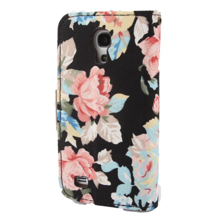 Cloth Texture Peony Pattern Leather Case with Credit Card Slot & Holder for Galaxy S IV mini / i9190