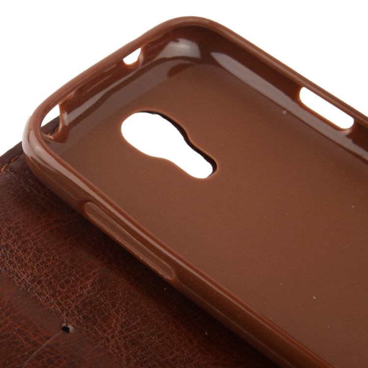 Cloth Texture Peony Pattern Leather Case with Credit Card Slot & Holder for Galaxy S IV mini / i9190