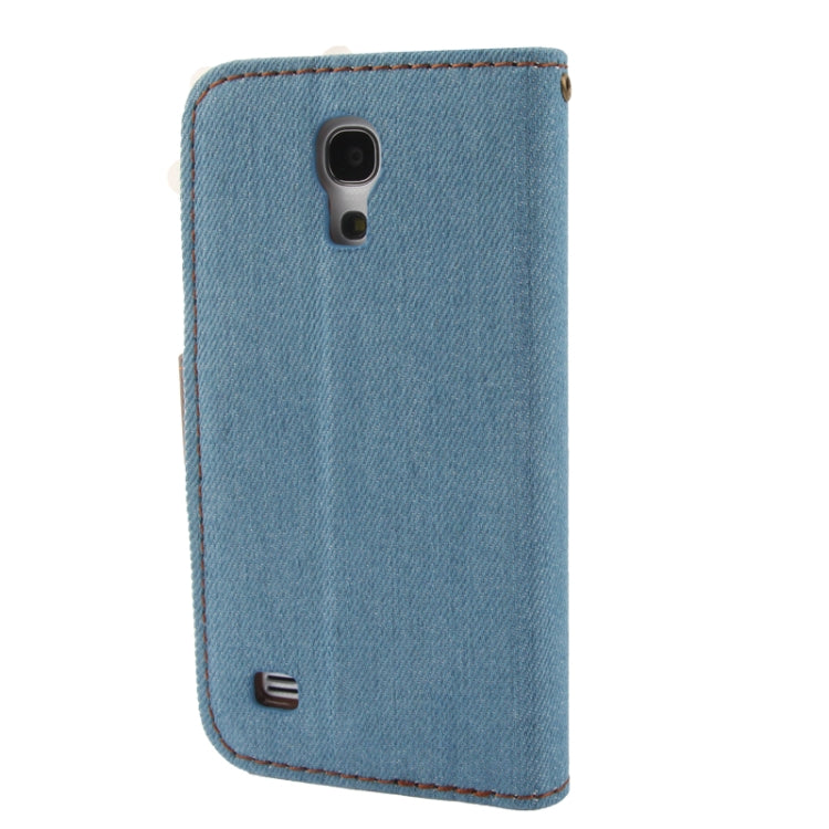 Denim Texture Horizontal Flip Leather Case with Credit Card Slots & Holder for Galaxy S IV mini / i9190