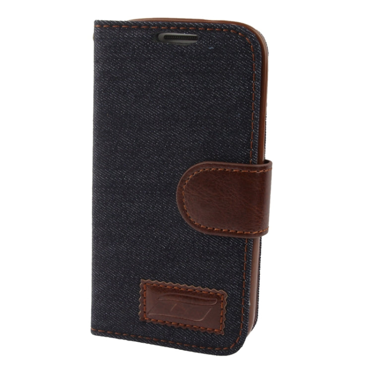 Denim Texture Horizontal Flip Leather Case with Credit Card Slots & Holder for Galaxy S IV mini / i9190