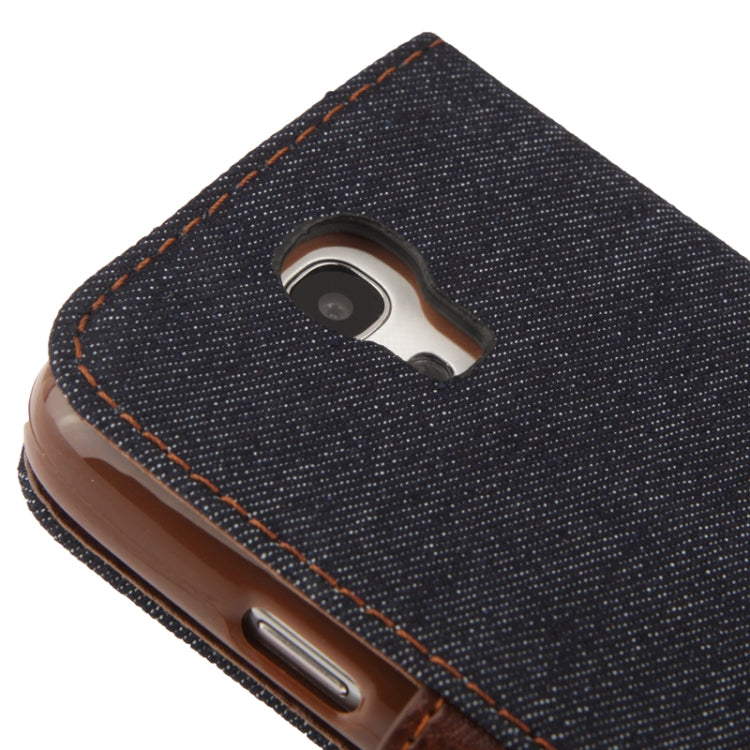 Denim Texture Horizontal Flip Leather Case with Credit Card Slots & Holder for Galaxy S IV mini / i9190