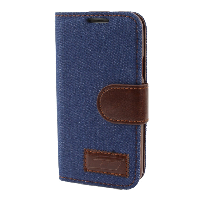 Denim Texture Horizontal Flip Leather Case with Credit Card Slots & Holder for Galaxy S IV mini / i9190