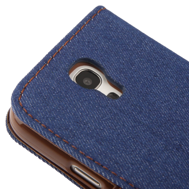 Denim Texture Horizontal Flip Leather Case with Credit Card Slots & Holder for Galaxy S IV mini / i9190