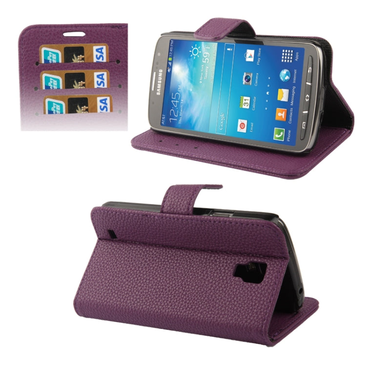 Litchi Texture Horizontal Flip Leather Case with Holder & Credit Card Slots for Galaxy S IV Active / i9295