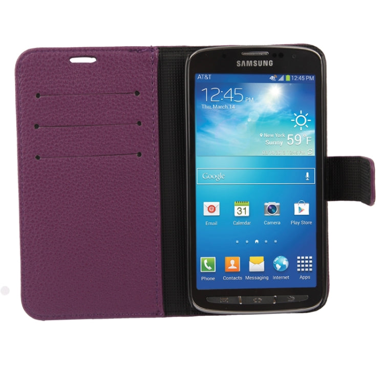 Litchi Texture Horizontal Flip Leather Case with Holder & Credit Card Slots for Galaxy S IV Active / i9295