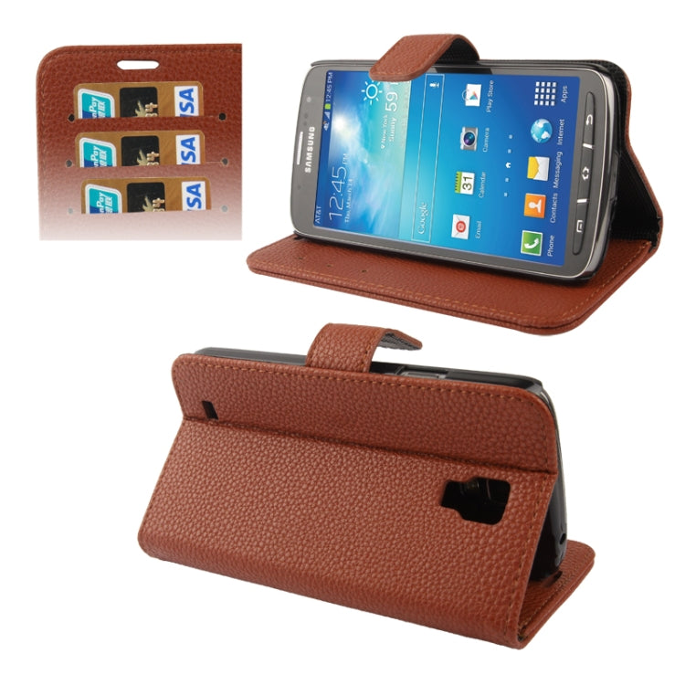 Litchi Texture Horizontal Flip Leather Case with Holder & Credit Card Slots for Galaxy S IV Active / i9295