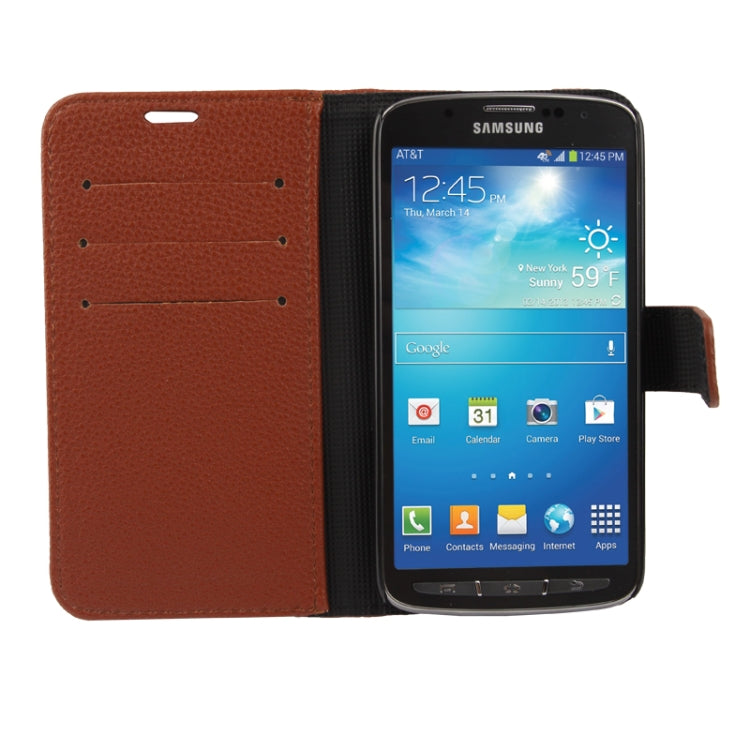 Litchi Texture Horizontal Flip Leather Case with Holder & Credit Card Slots for Galaxy S IV Active / i9295
