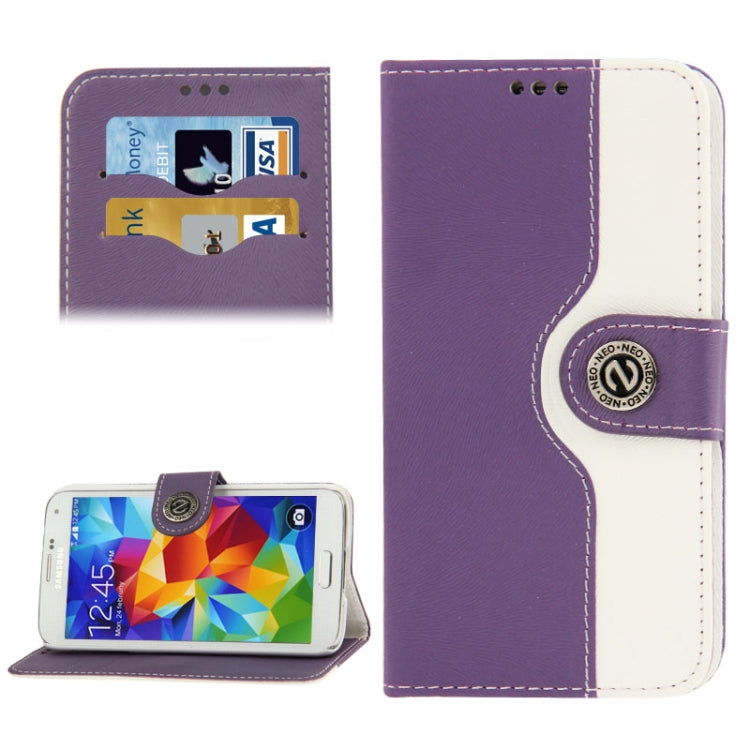 2-color Discoloring Texture Leather Case with Card Slots & Holder for Galaxy S5 / G900